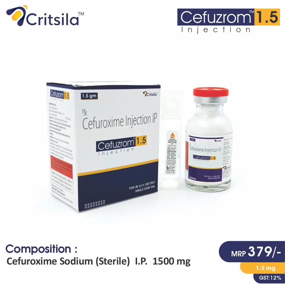 Cefuroxime 1500mg Injection at Best Price in PCD Pharma Franchise for Antibiotics & Bacterial Infections.